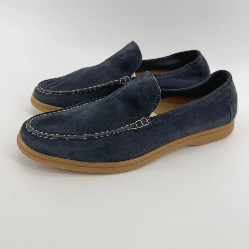 M Gemi The Sailor Mens Navy Blue Suede Loafers Made in Italy Size 42 Rare
